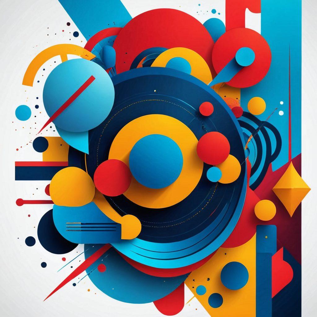 A vibrant and modern digital banner displaying diverse design trends, featuring bold typography, striking color palettes, and innovative layouts. Include elements like interactive icons, layered graphics, and dynamic patterns that represent online engagement. Infuse the scene with abstract shapes and a touch of technology to signify creativity and innovation in design. Set against a clean white background for emphasis. super-realistic. vibrant colors. digital art.