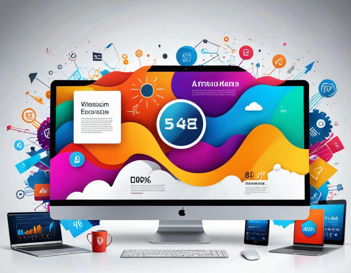 A vibrant digital landscape featuring a dynamic banner advertisement prominently displayed at the center, surrounded by various digital marketing tools like analytics graphs, social media icons, and an audience engagement meter. The background is bustling with motion representing online traffic and reach, reflecting the concept of maximizing exposure. Bright and eye-catching colors to draw attention to the banner. super-realistic. vibrant colors. white background.